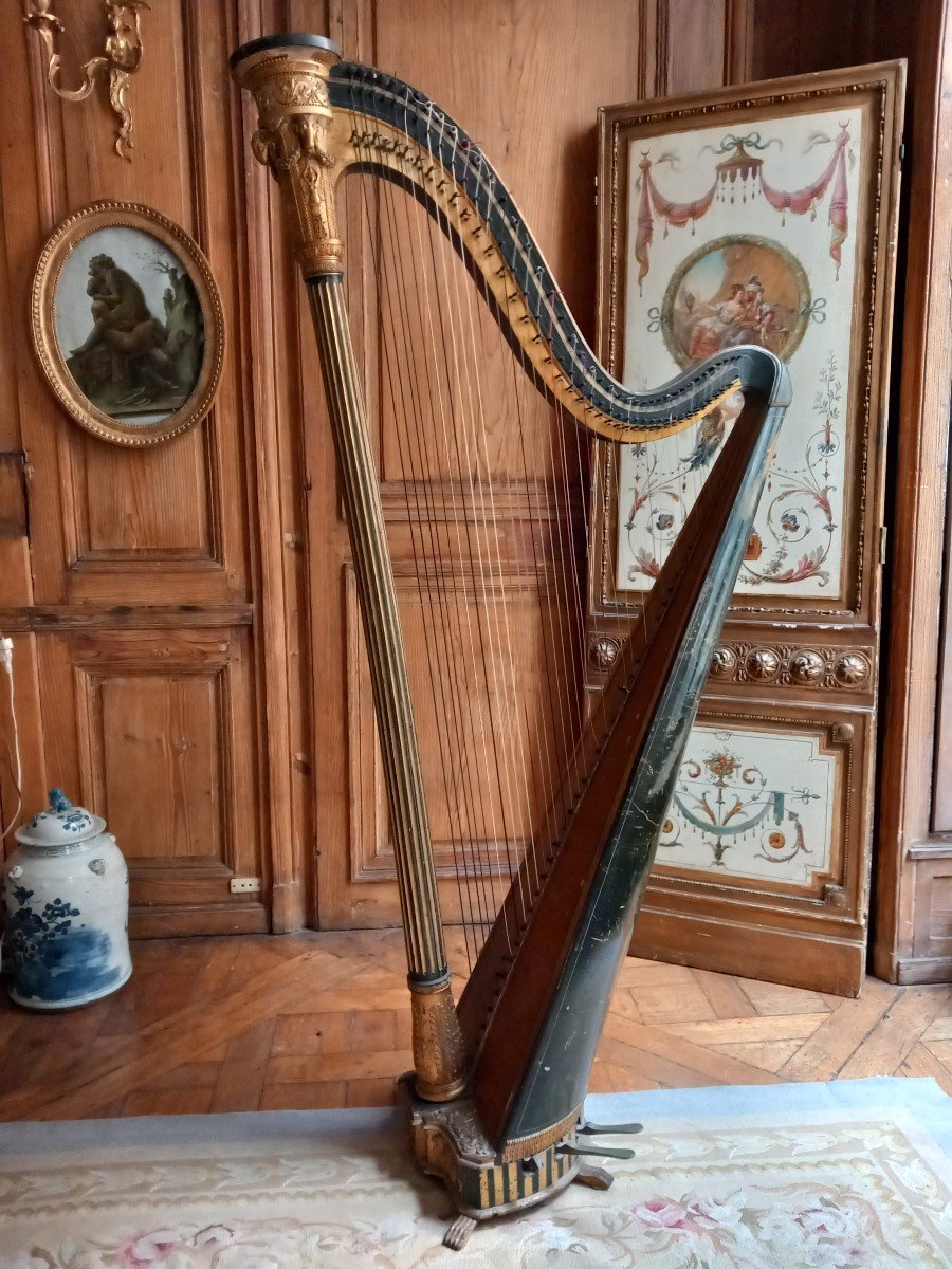 Harpe En Bois Doré, époque Empire