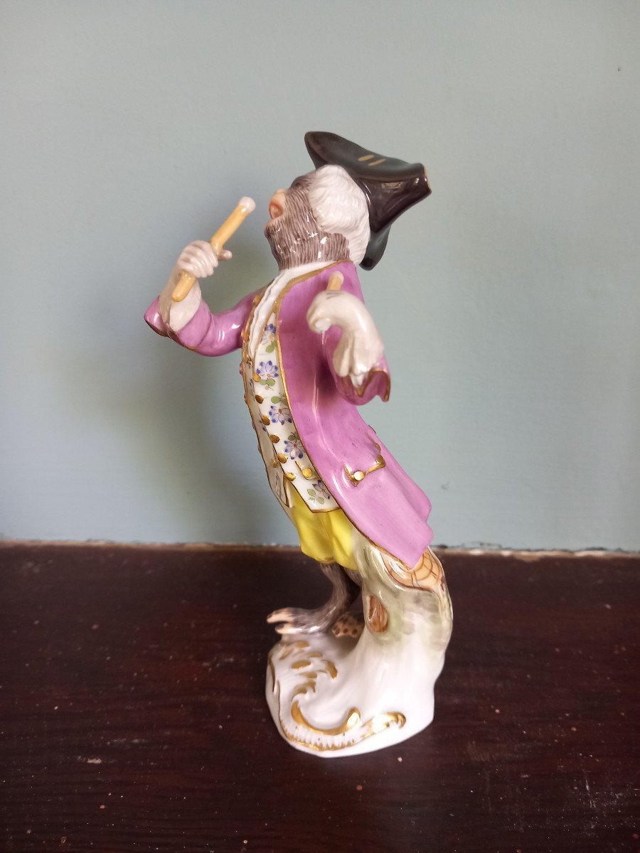 Manufacture De Meissen - Musician Monkey Tambourine Player-photo-2