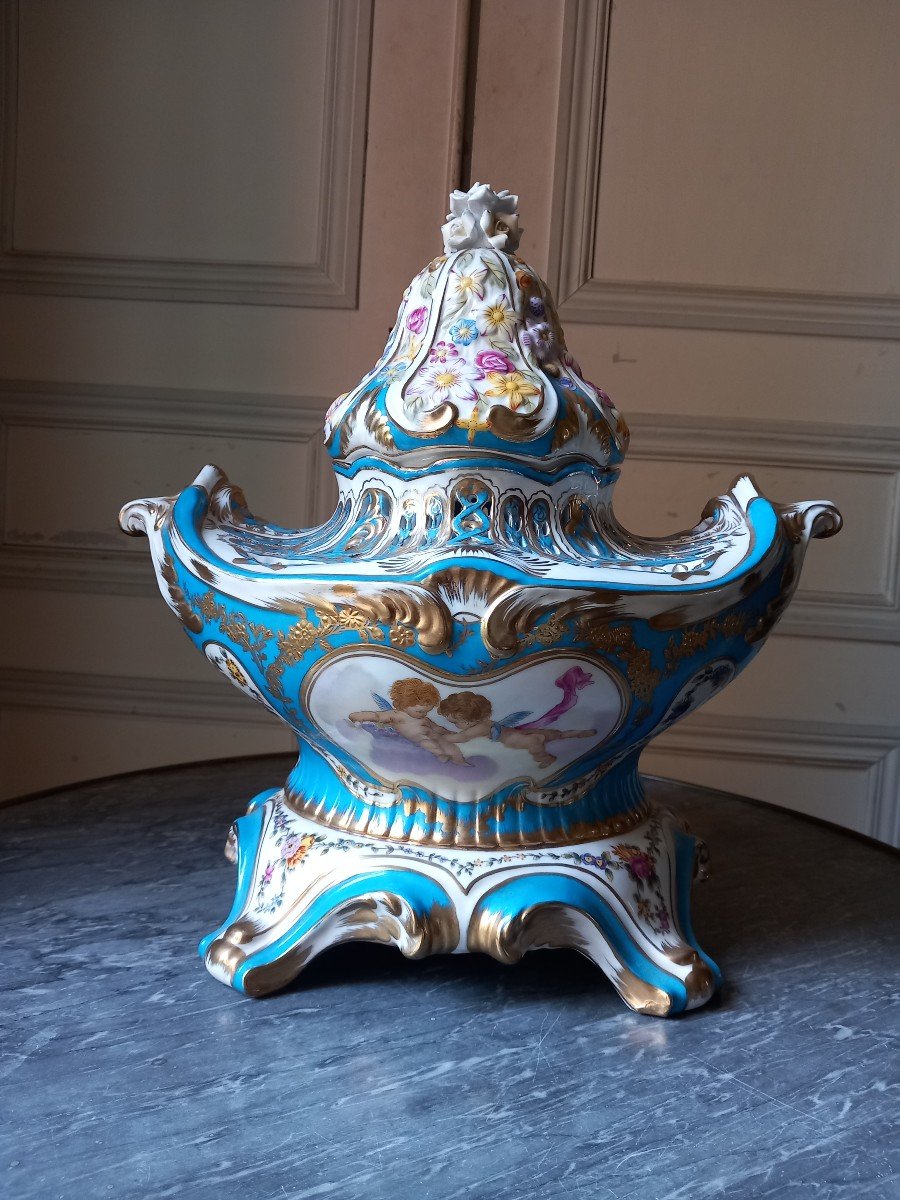 Style De Sèvres - Pot Pourri Gondole  En Porcelaine 