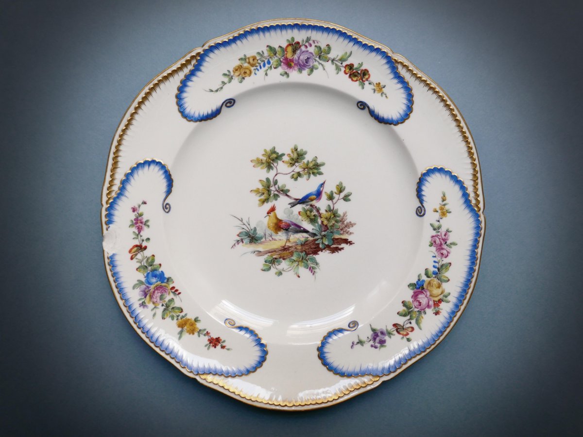 Sèvres - Pair Of Hard Porcelain Plates Twentieth Century-photo-3