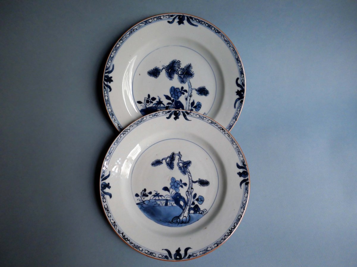 China - Two Porcelain Plates In East India Company 18th Century