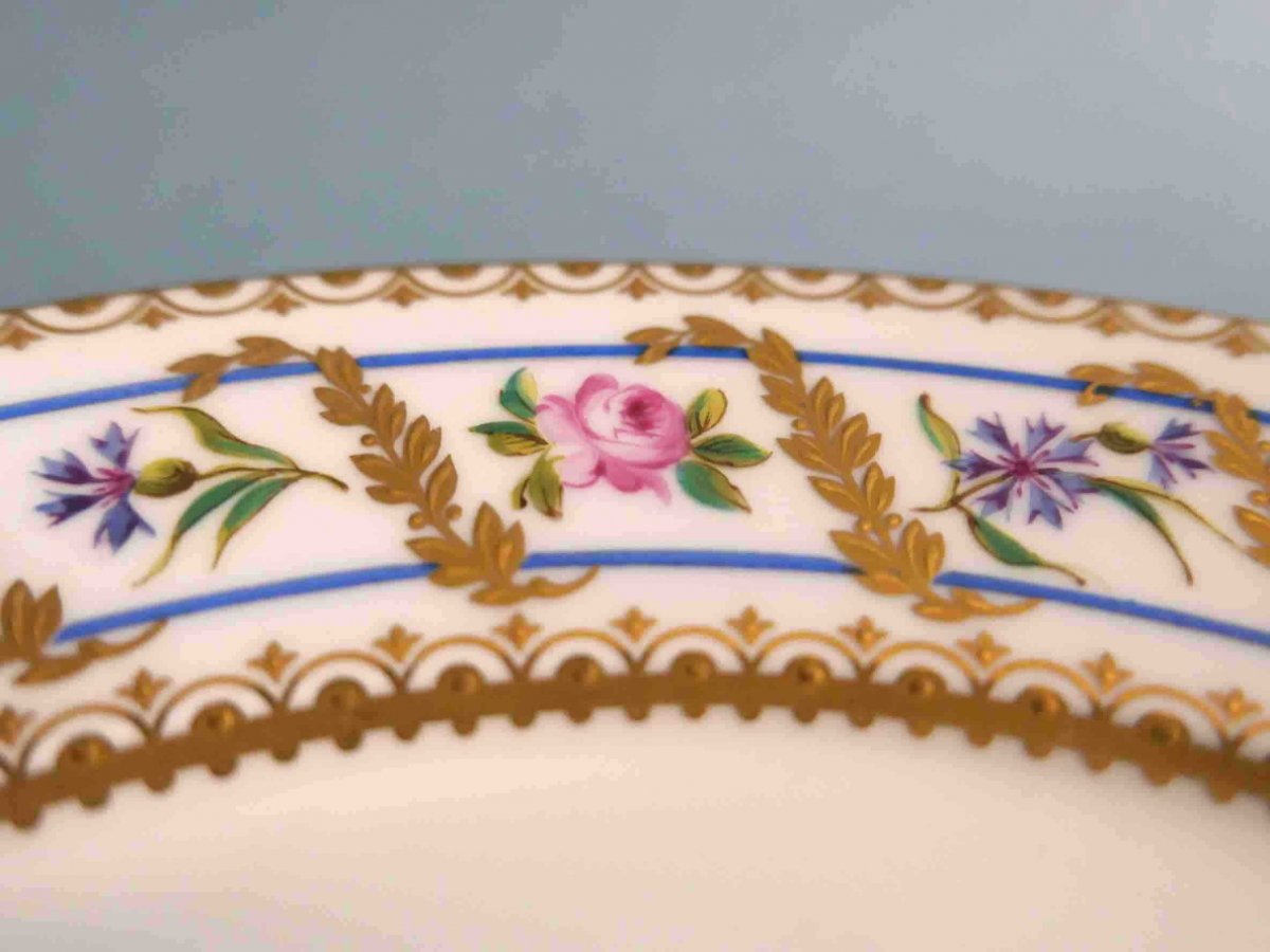 Sèvres - Plate With Polychrome Decor Of Roses And Barbeaux - Third Republic-photo-3