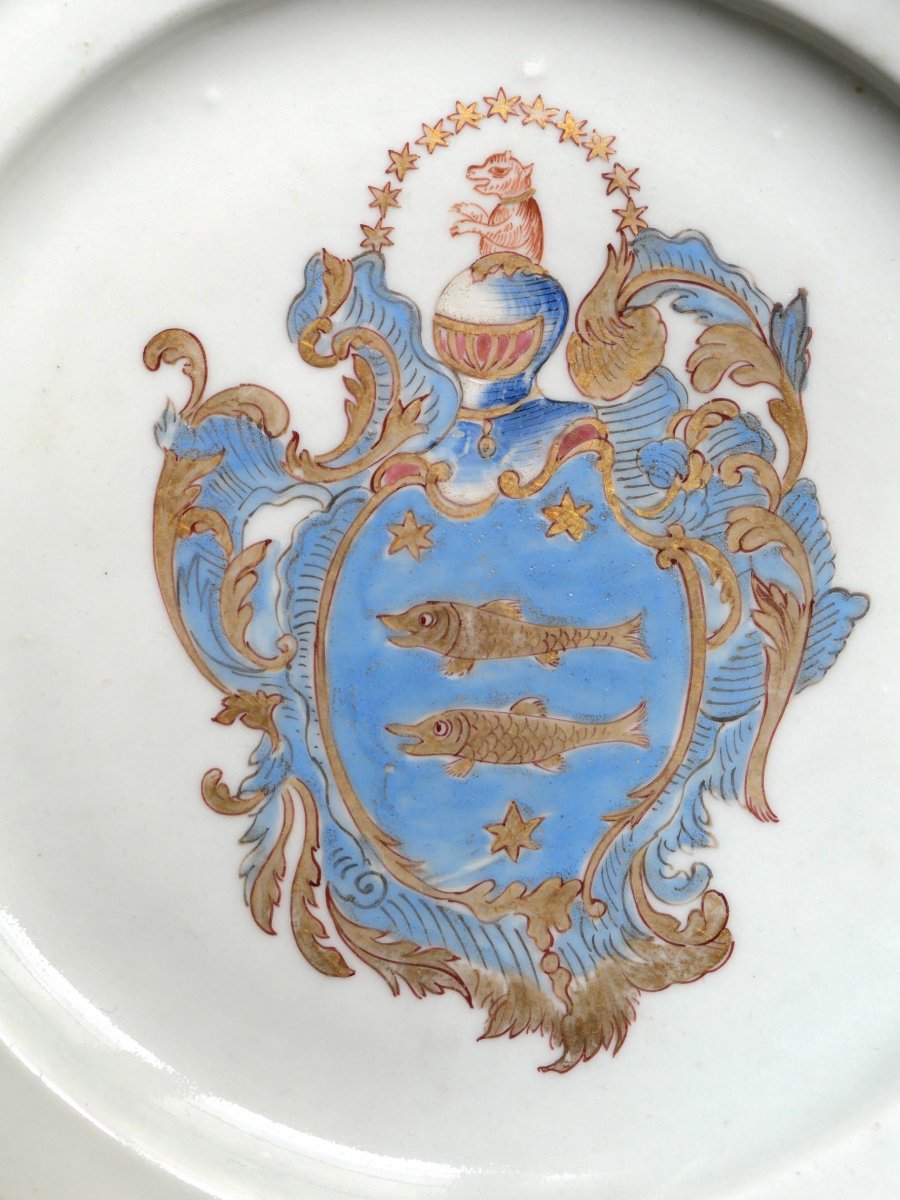 Samson - Plate With Arms From The Guillot Family - In The Style Of The Compagnie Des Indes-photo-2