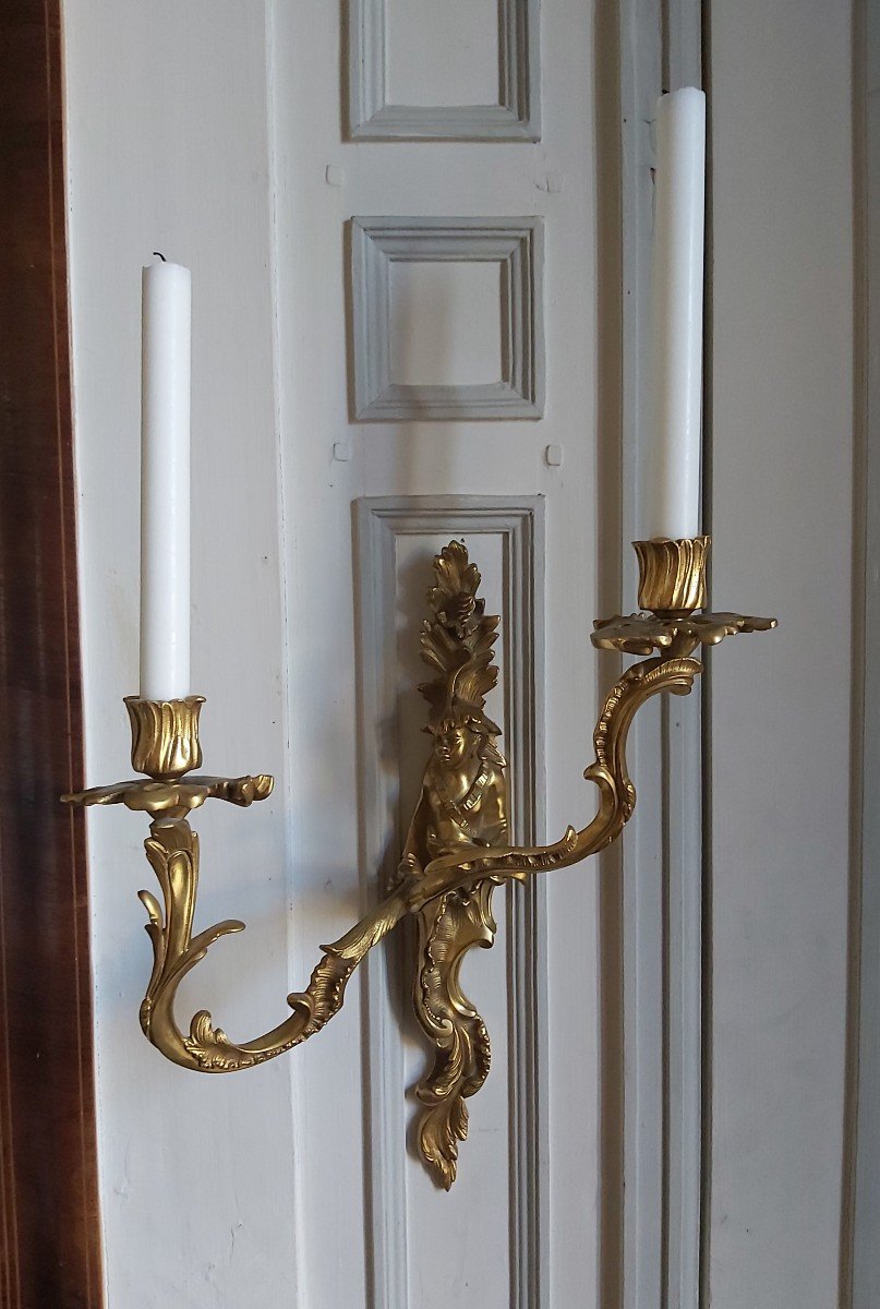 Paire d'Appliques Au Chinois De Style Louis XV-photo-1