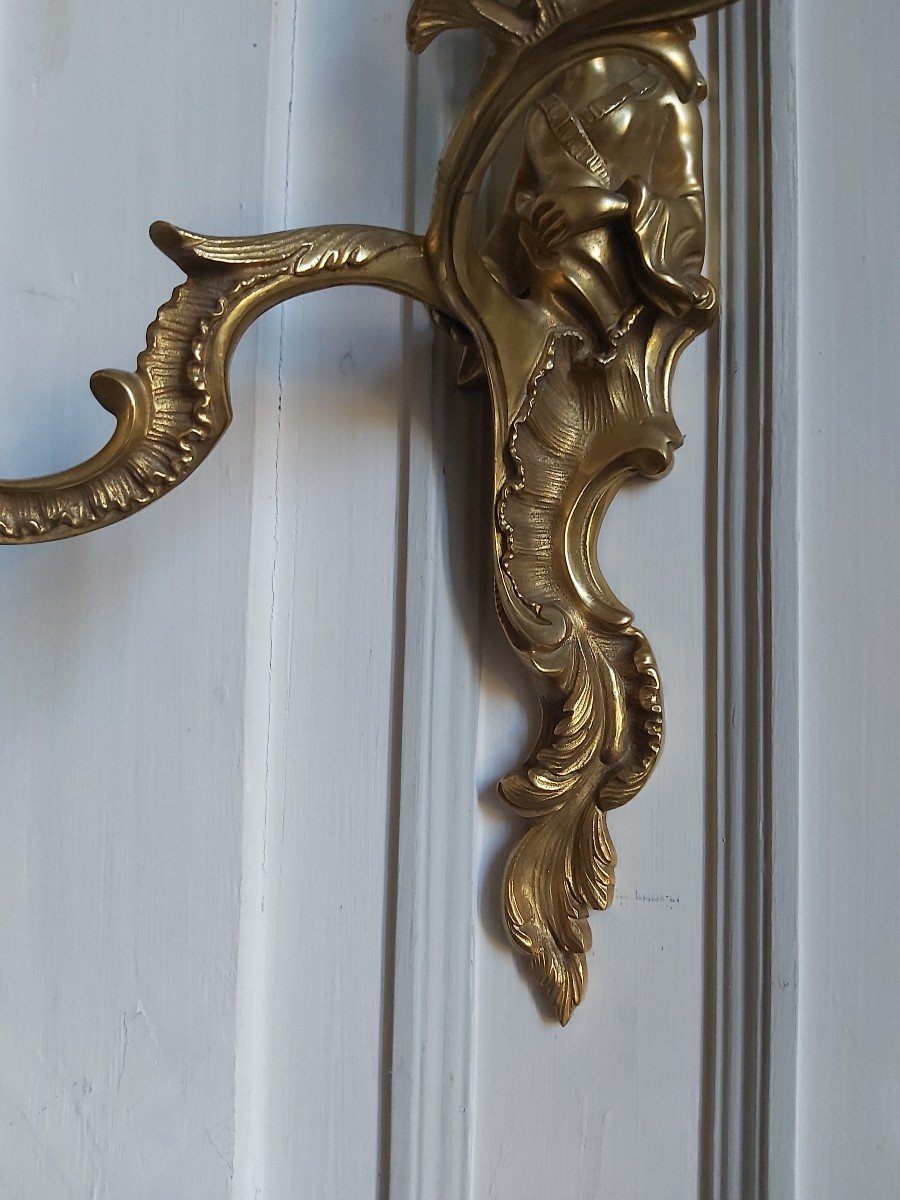 Paire d'Appliques Au Chinois De Style Louis XV-photo-3