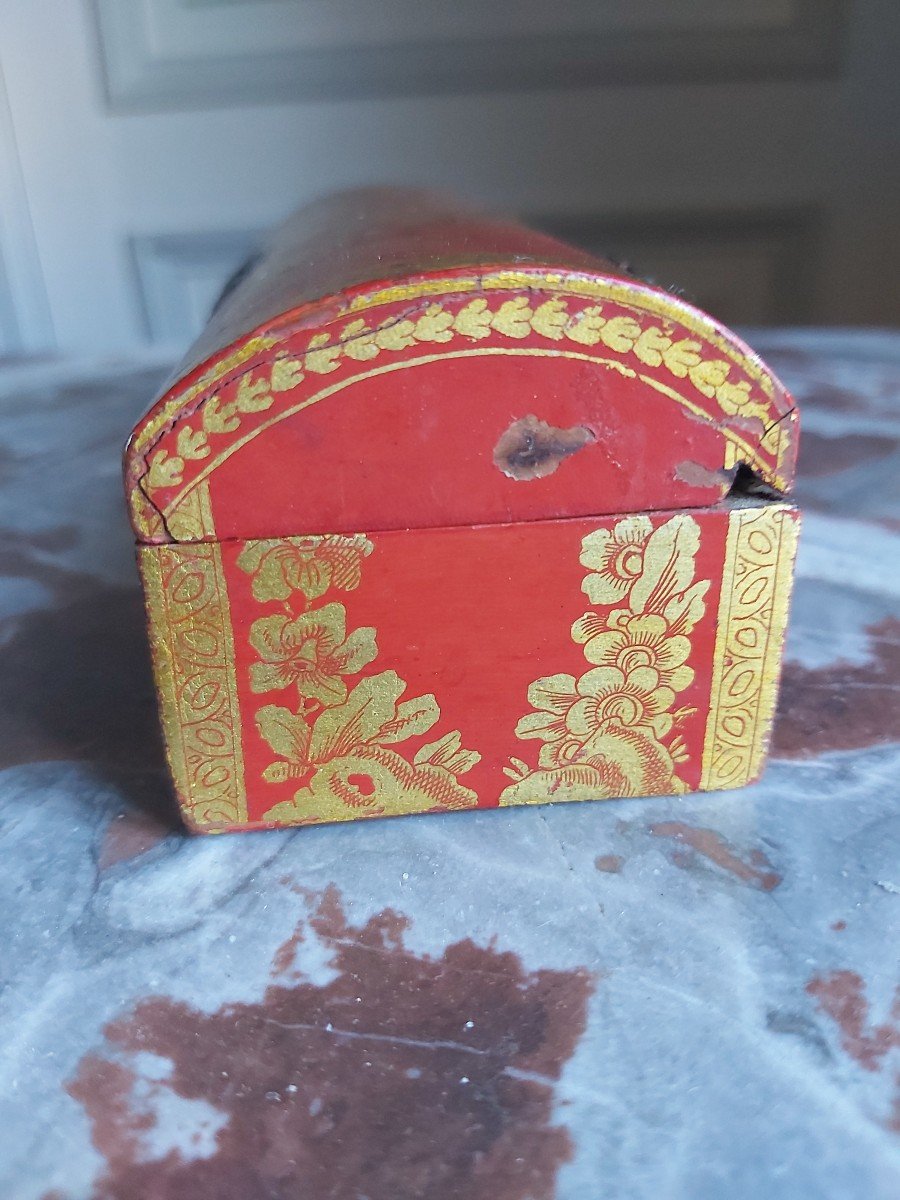 Petit Coffret En Vernis Martin A Decor De Chinoiserie - XVIIIe Siècle -photo-3