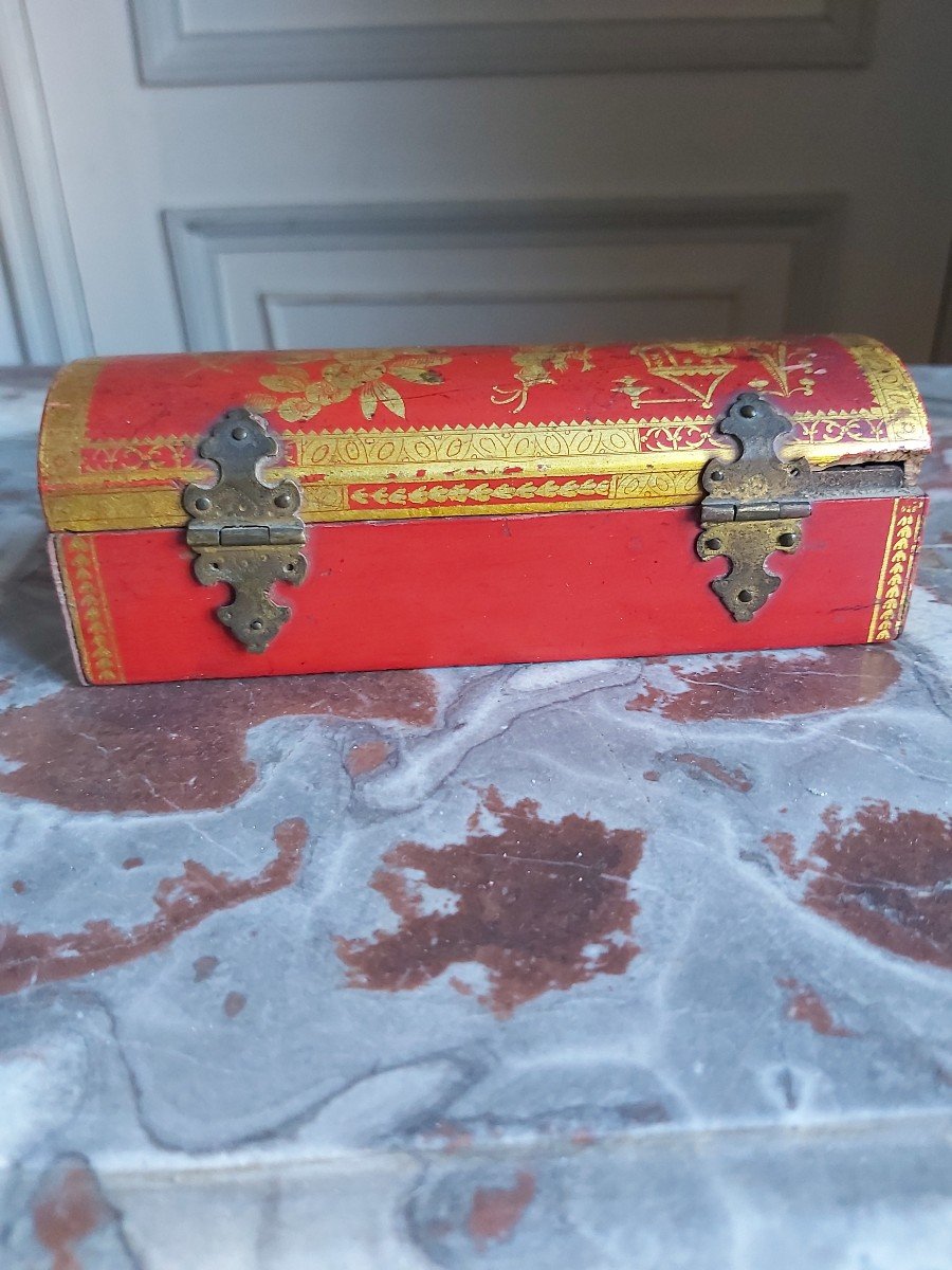 Petit Coffret En Vernis Martin A Decor De Chinoiserie - XVIIIe Siècle -photo-4