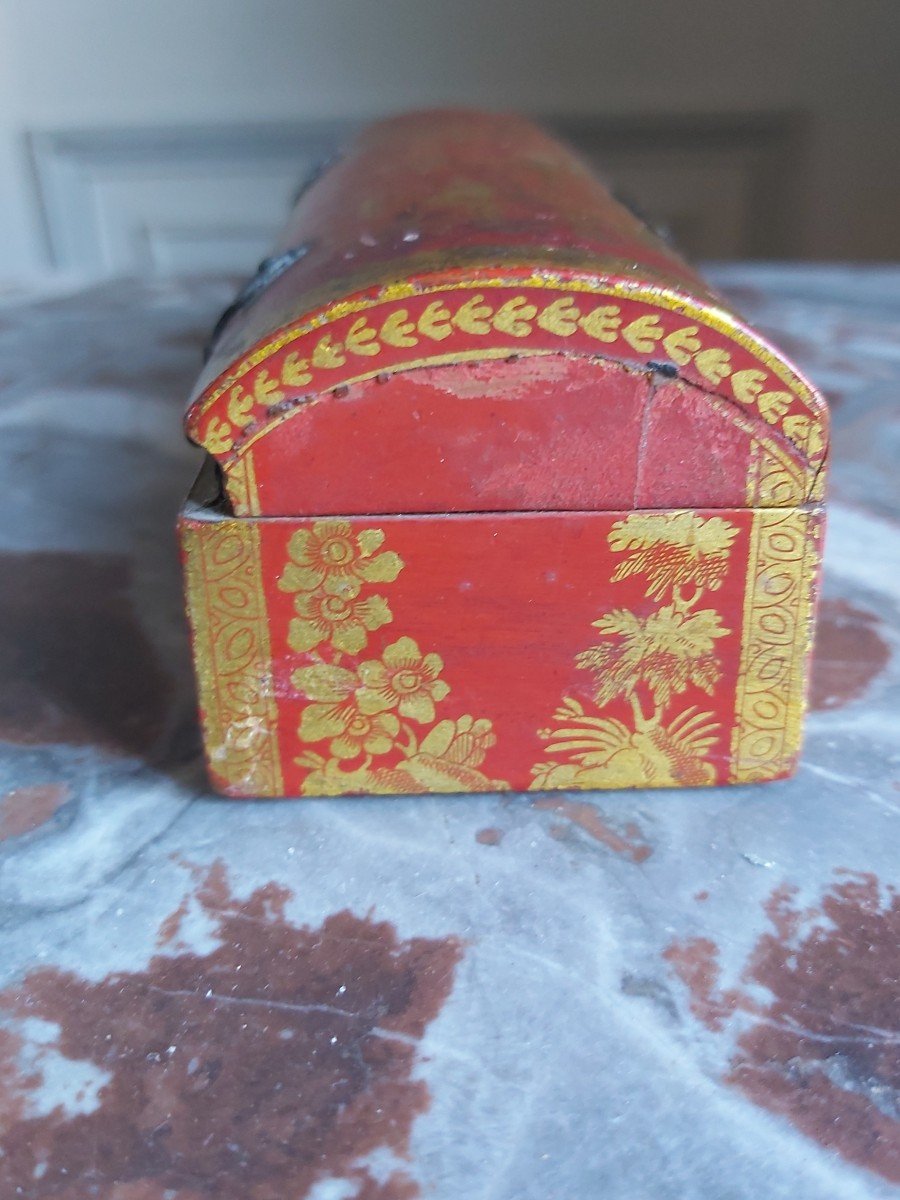 Petit Coffret En Vernis Martin A Decor De Chinoiserie - XVIIIe Siècle -photo-1