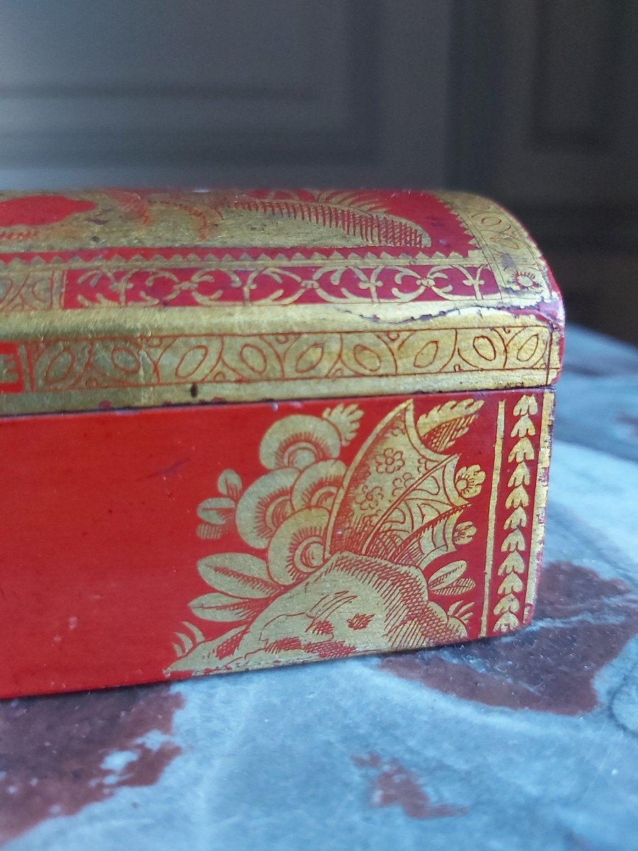 Petit Coffret En Vernis Martin A Decor De Chinoiserie - XVIIIe Siècle -photo-4