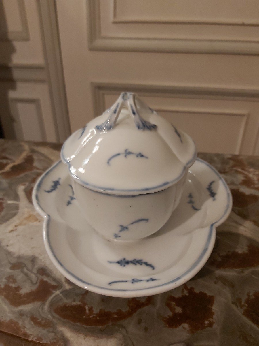 Manufacture Locré, Polylobed Sugar Bowl Decor A La Brindille - Eighteenth Century-photo-2