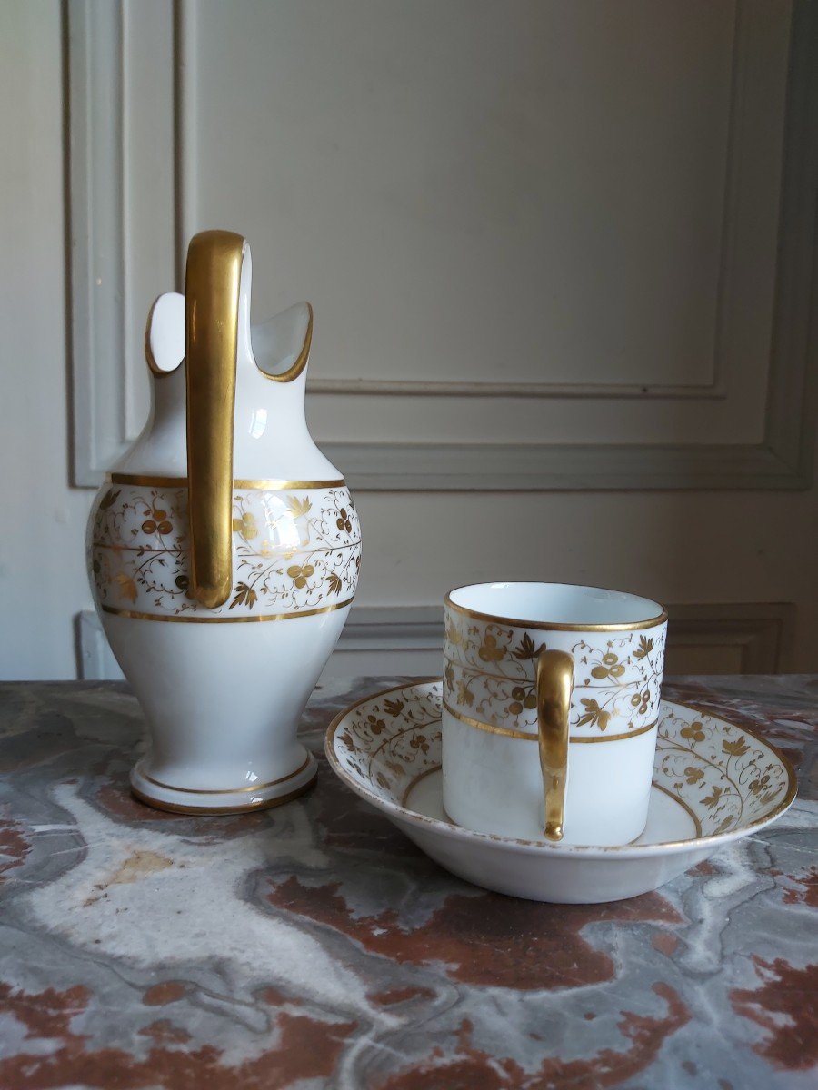 Porcelaine De Paris - Tasse Et Pot A Lait - Epoque Empire-photo-2