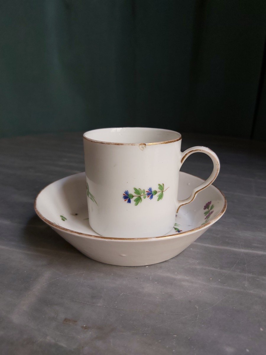 Manufacture De Locré - Litron Cup And Its Saucer - Eighteenth Century-photo-3