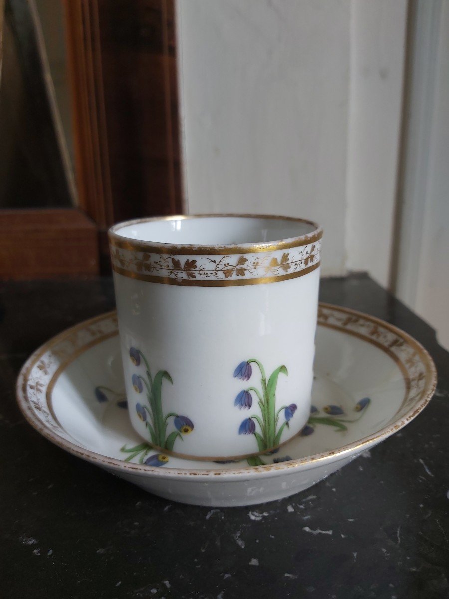 Porcelaine De Paris - Tasse Litron Decor De Fleurs - Epoque Directoire-photo-3