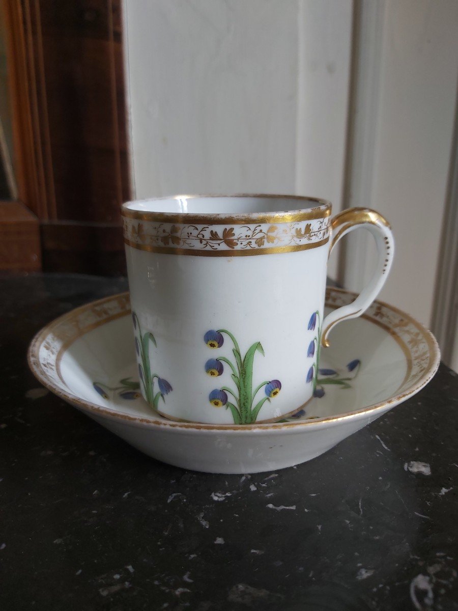 Paris Porcelain - Litron Cup Decorated With Flowers - Directoire Period