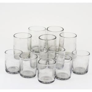 12 Verres Anciens Soufflés Et Gravés