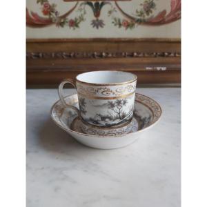 Cup And Saucer In Paris Porcelain Directoire Period