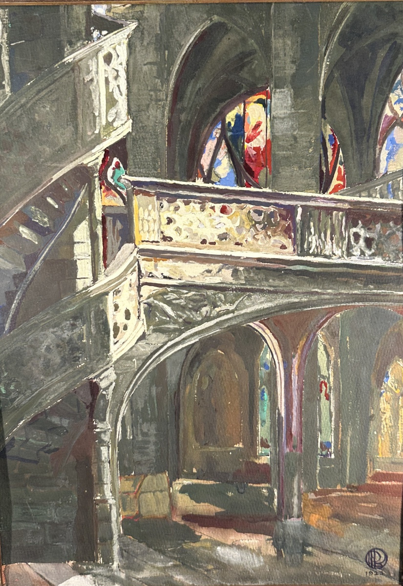 Lucien ROLLIN (1906-1993) Intérieur de l’église Saint Etienne du Mont
