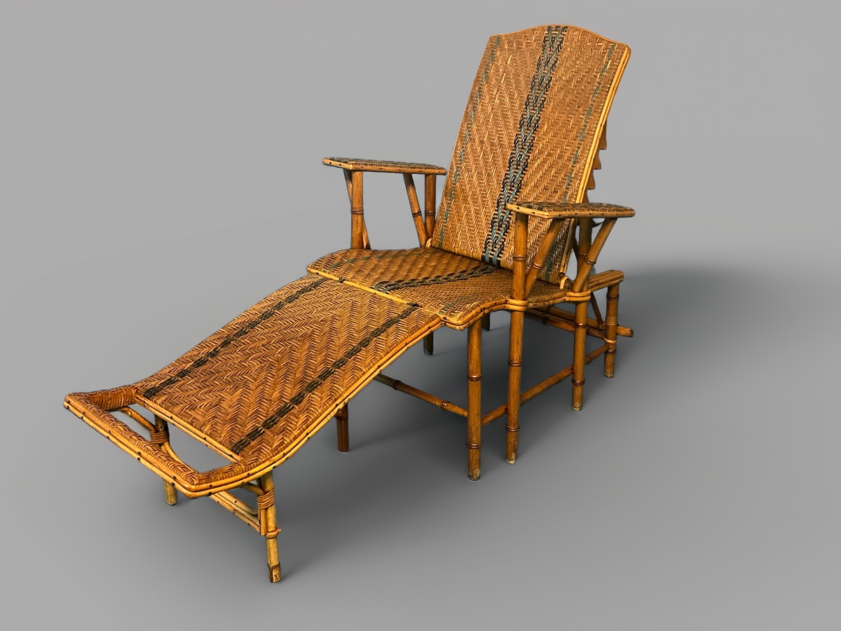 Pair Of Rattan Lounge Chairs-photo-2
