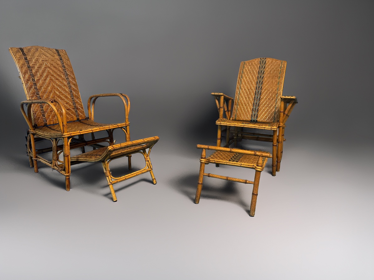 Pair Of Rattan Lounge Chairs