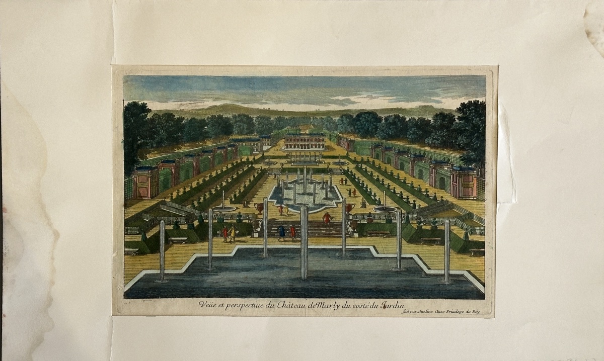 Optical Drawing Depicting A Perspective View Of The Château De Marly, Garden Side, From The 18th Century -photo-2