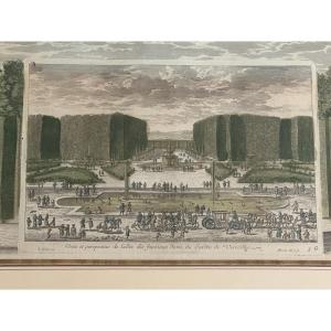 Vue et perspective de l’allée des fontaines dorée, du jardin de Versailles du XVIII siècle 
