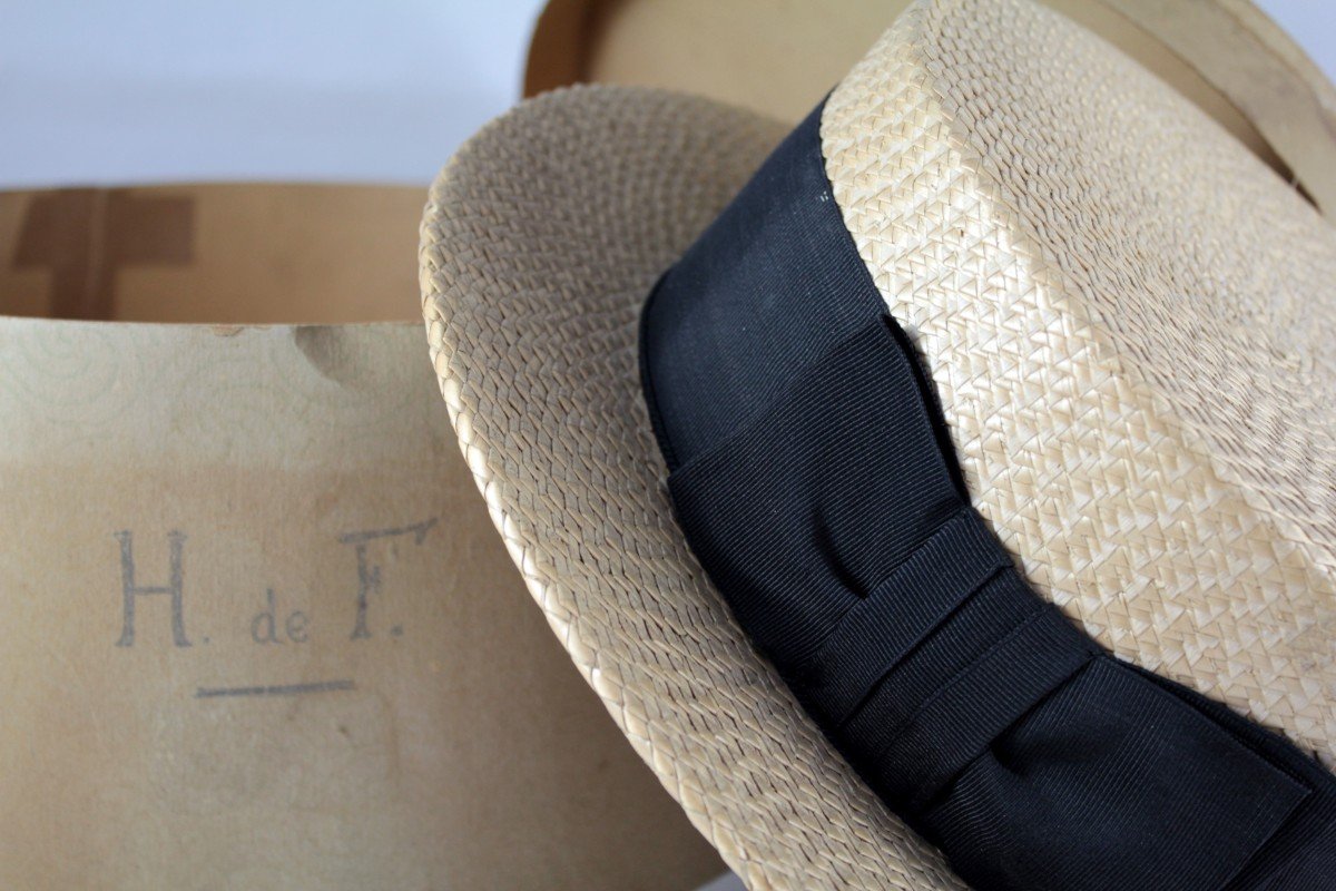Proantic French Boater Hat In Braided Straw By Maison Aristide Boucic