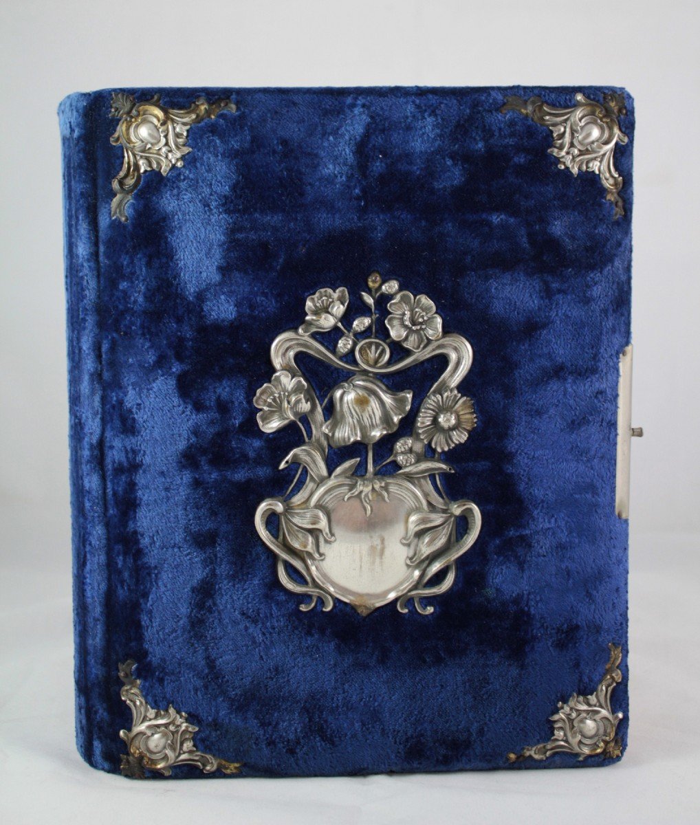 Album Photo Reliure En Velours Bleu Vers 1900