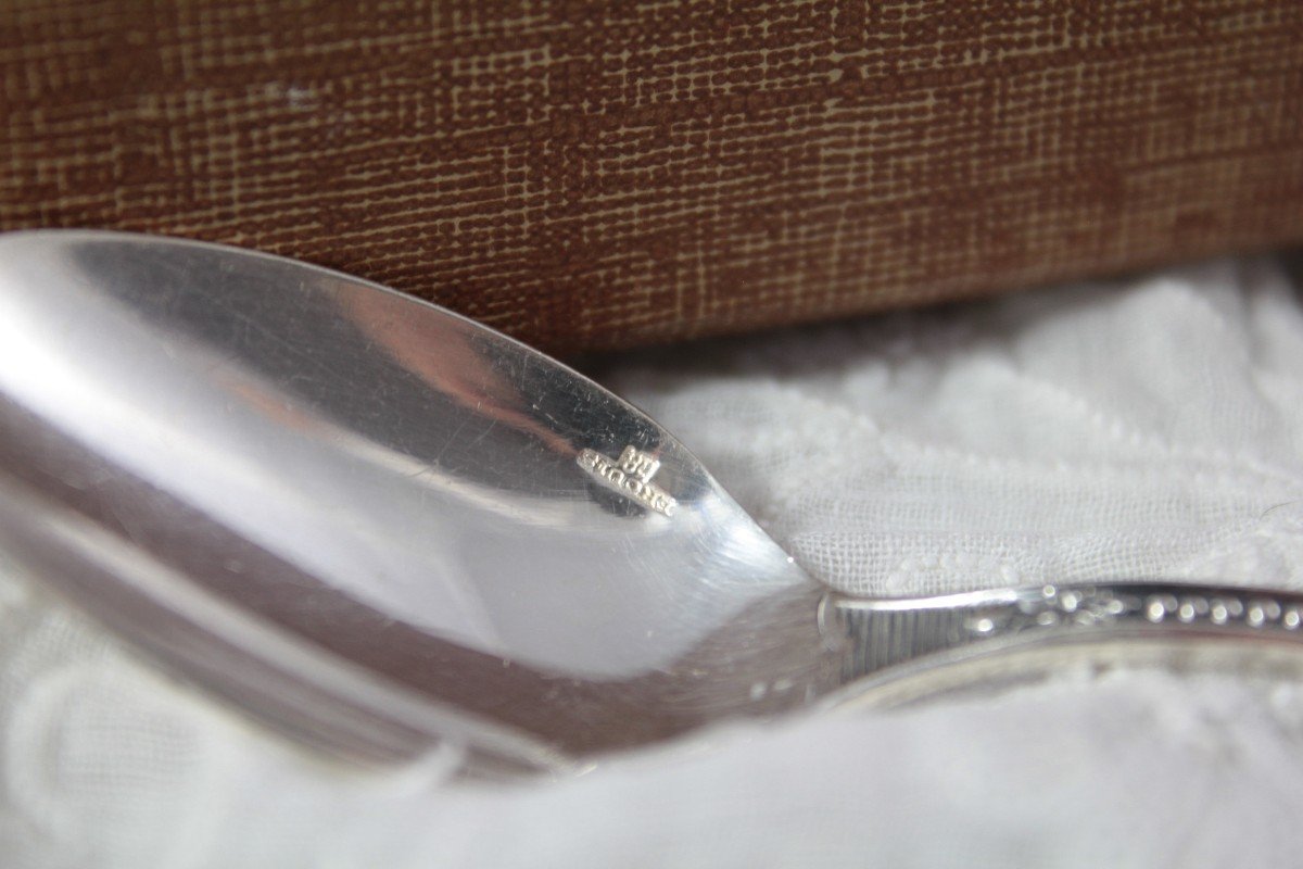 12 Petites Cuillères à Moka Ou Verrine En  Métal Argenté Ercuis-photo-1