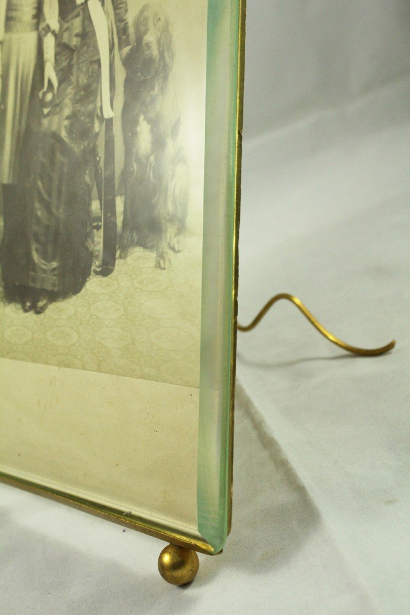 Large Photo Holder Frame In Brass And Beveled Glass Circa 1900-photo-1