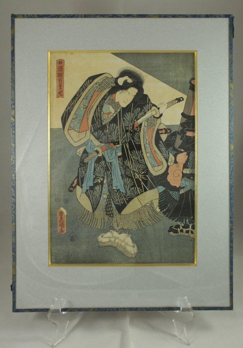 Japanese Print 'kabuki Actors' Utagawa Toyokuni III (1786-1865)-photo-2