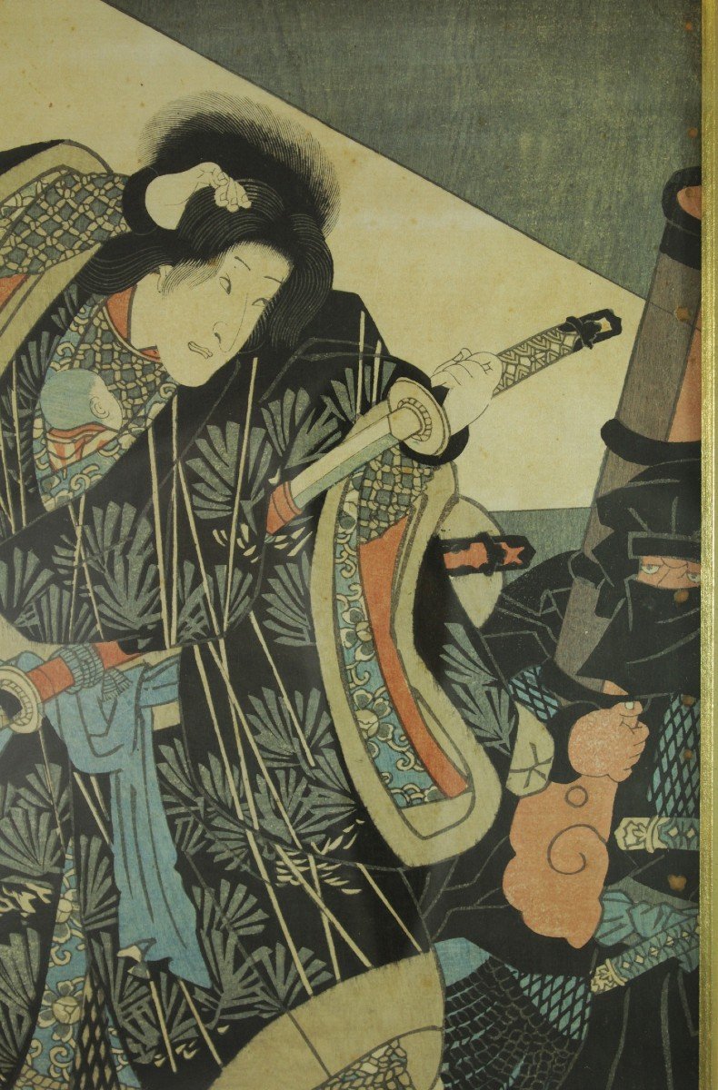 Japanese Print 'kabuki Actors' Utagawa Toyokuni III (1786-1865)-photo-3