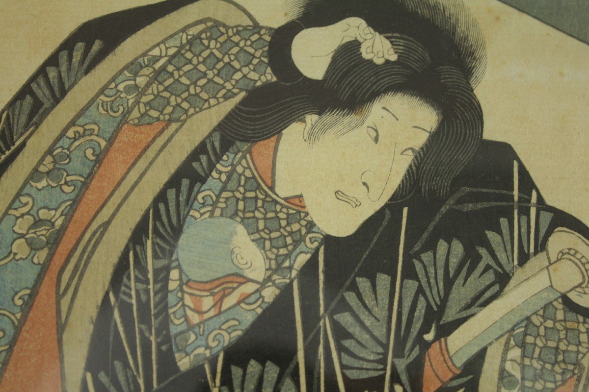 Japanese Print 'kabuki Actors' Utagawa Toyokuni III (1786-1865)-photo-3