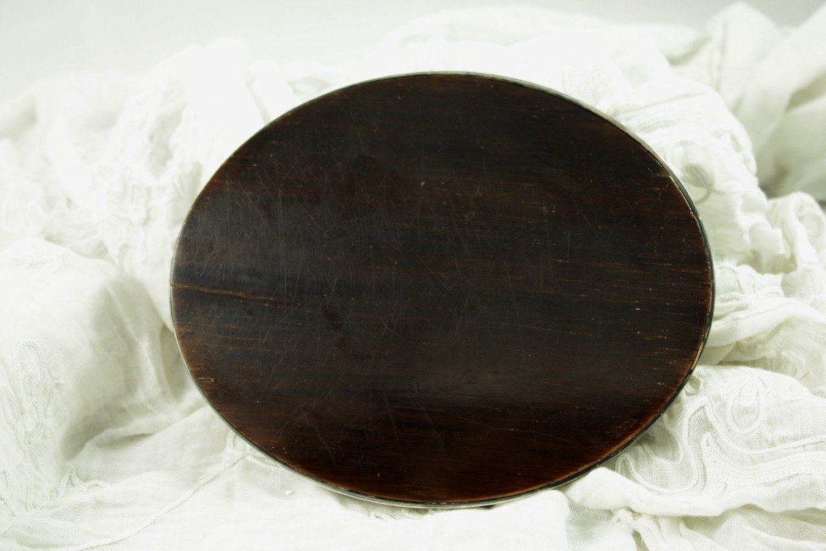 Small Bevelled Oval Mirror Silver Frame Early 20th Century-photo-2