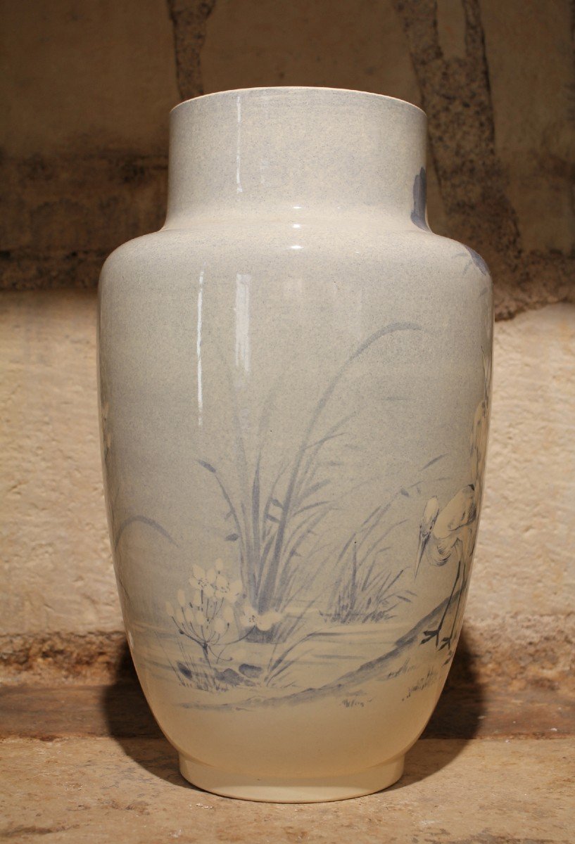 Grand Vase En Faïence De Lunéville (keller Et Guérin) Entre 1900 Et 1920-photo-3