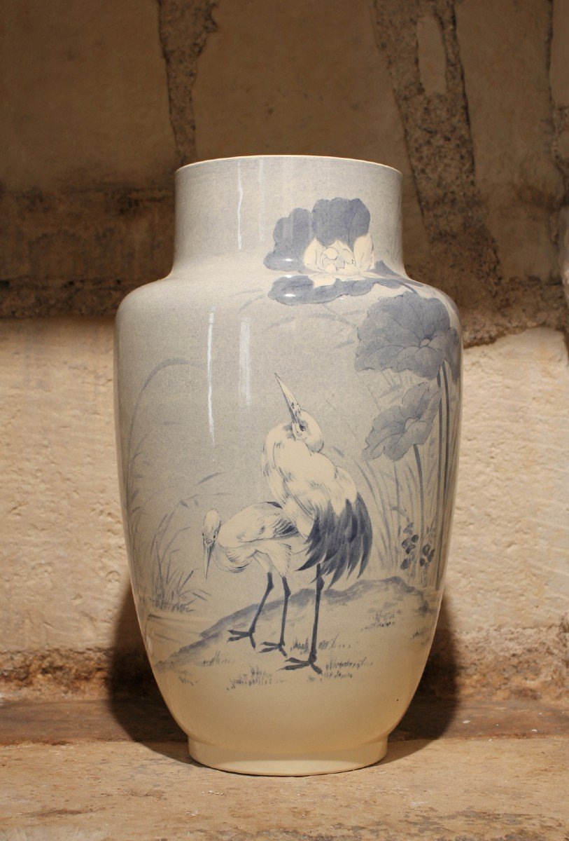 Grand Vase En Faïence De Lunéville (keller Et Guérin) Entre 1900 Et 1920