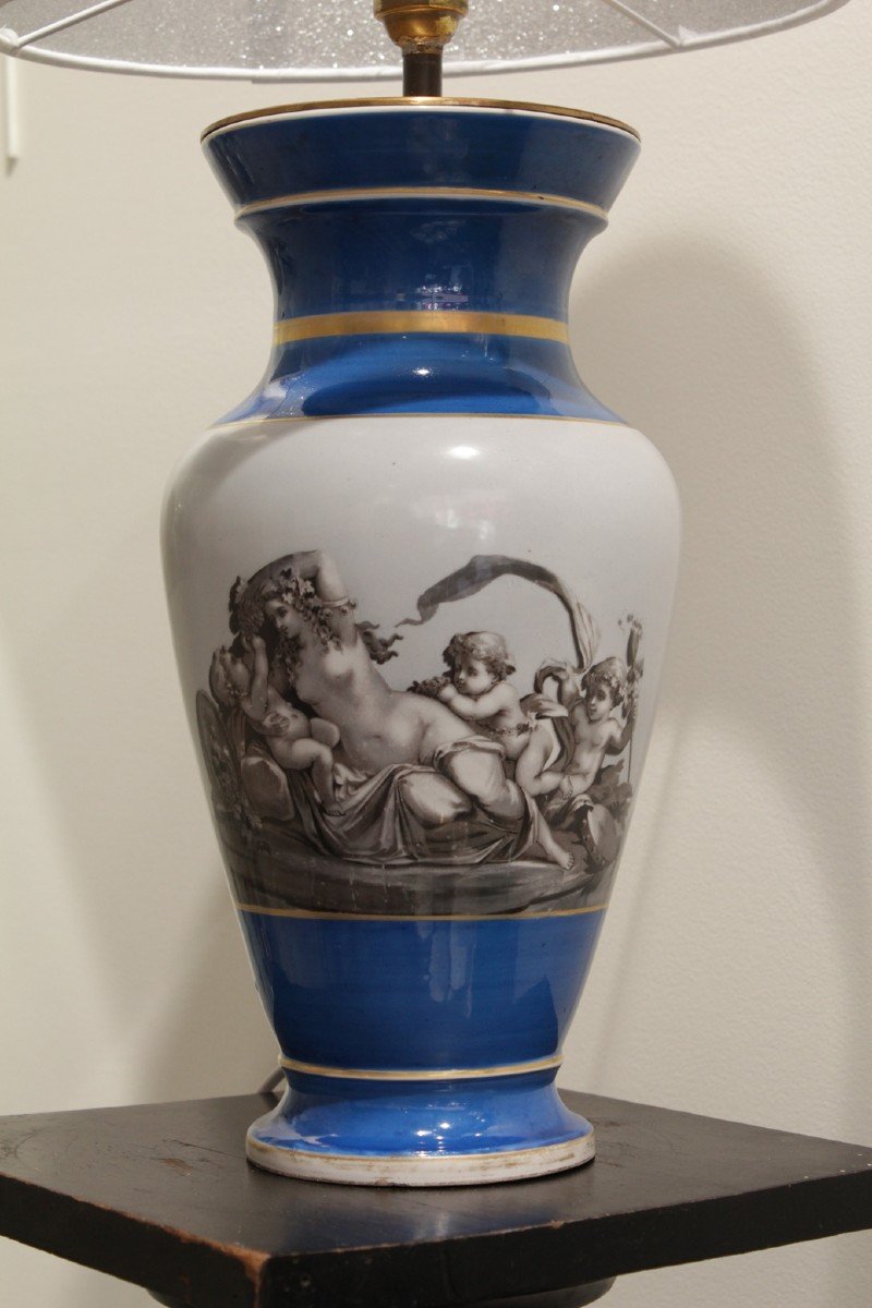 Porcelain Lamp Decor 'bacchanales' (wine Theme) Late 19th Century Period-photo-2