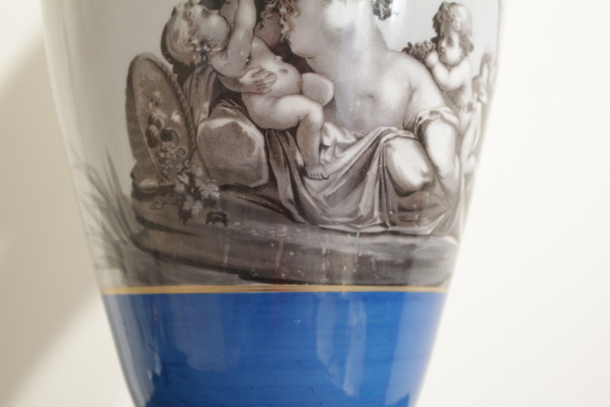 Porcelain Lamp Decor 'bacchanales' (wine Theme) Late 19th Century Period-photo-2