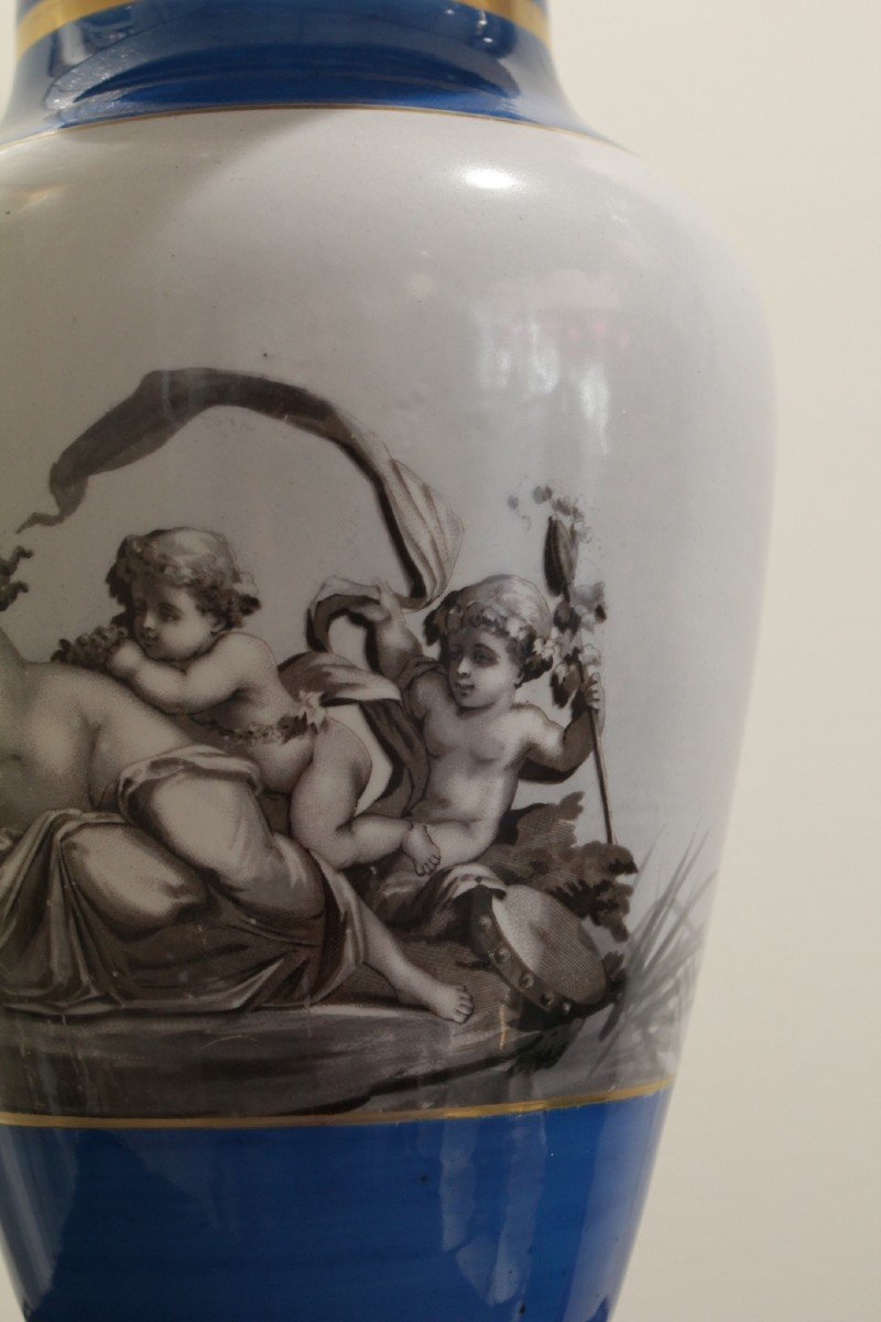 Porcelain Lamp Decor 'bacchanales' (wine Theme) Late 19th Century Period-photo-3