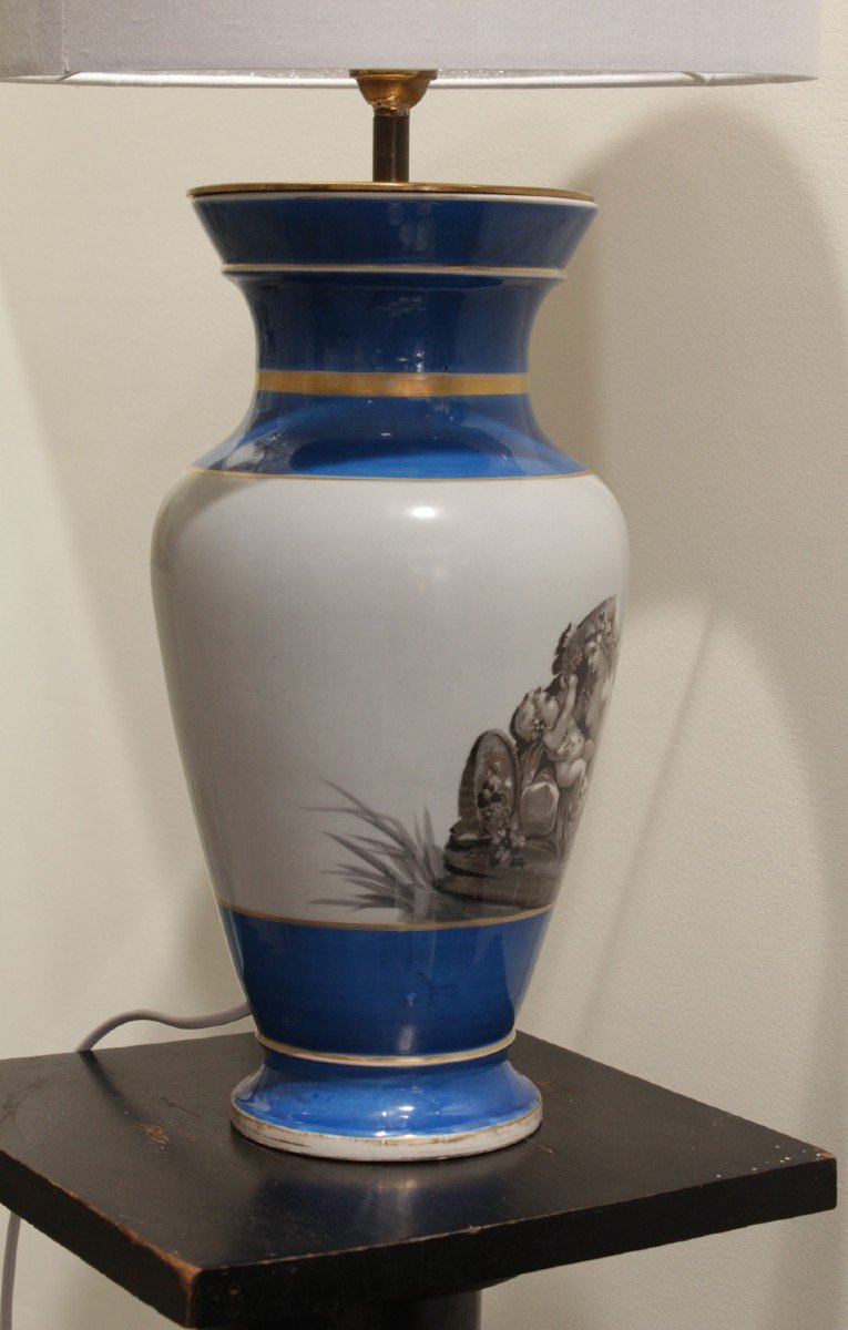Porcelain Lamp Decor 'bacchanales' (wine Theme) Late 19th Century Period-photo-7