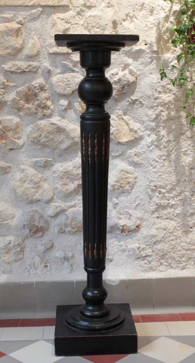 Column Bolster In Blackened Wood And Brass Ornaments Napoleon III Period Late 19th Century