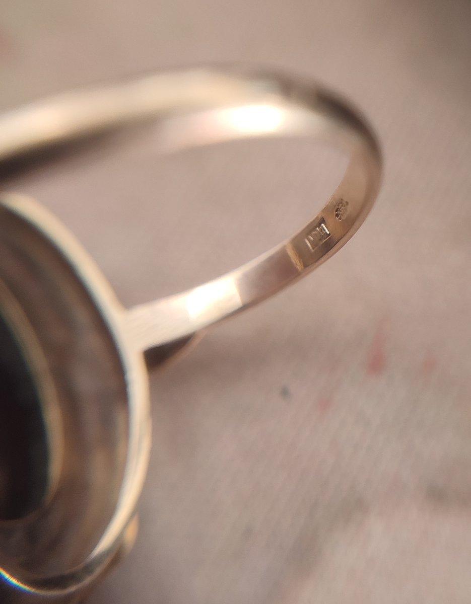 Bague Marquise Or Jaune Et Grenat Taille De Doigt 54-photo-7