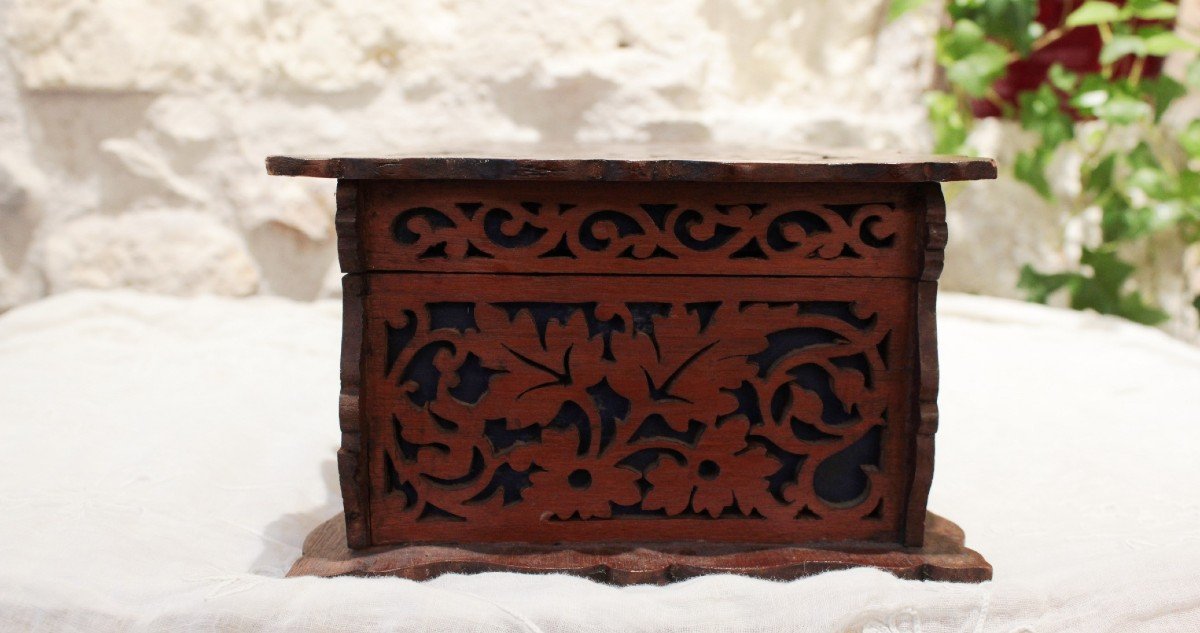 Large Openwork Wooden Box Circa 1900-photo-1
