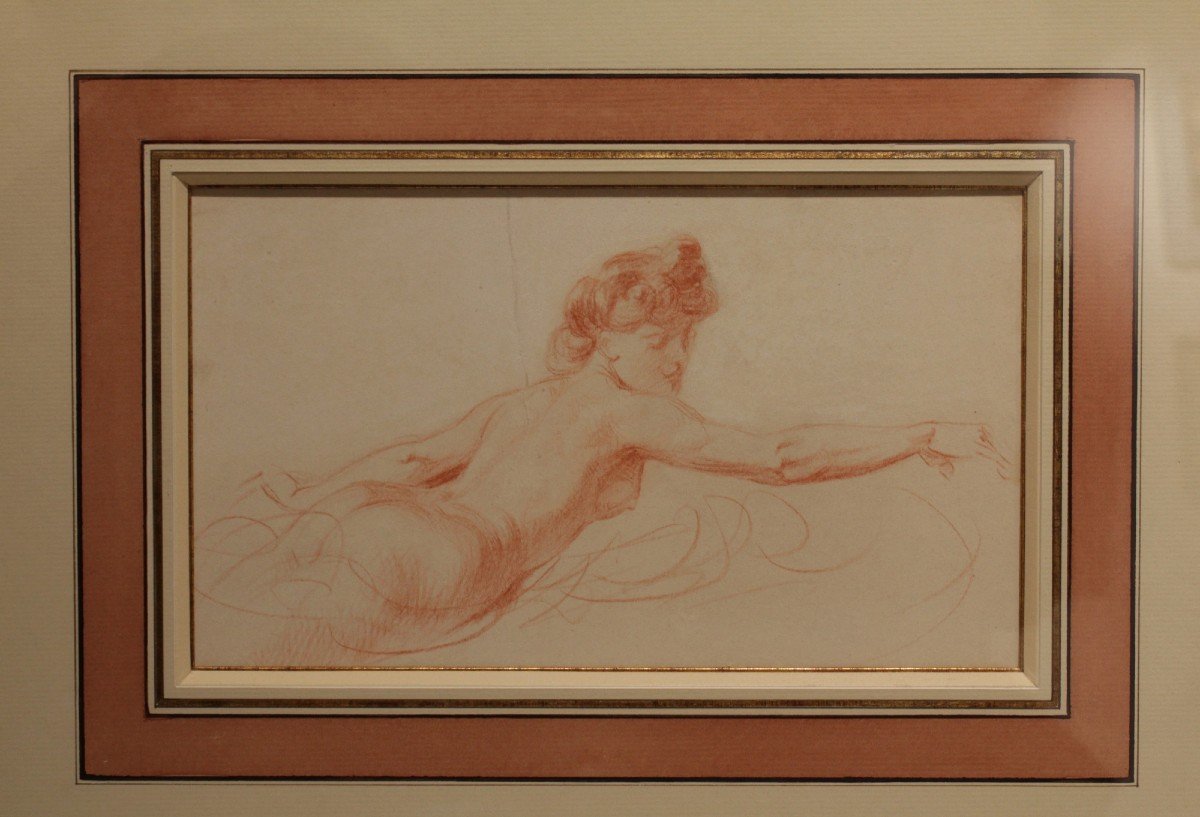 Dessin à La Sanguine 'étude De Nue' Victor René Livache (1872-1944)-photo-3