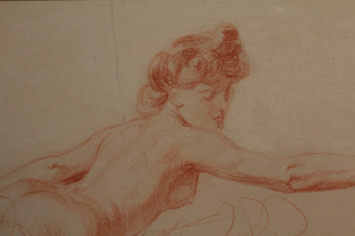 Dessin à La Sanguine 'étude De Nue' Victor René Livache (1872-1944)-photo-2