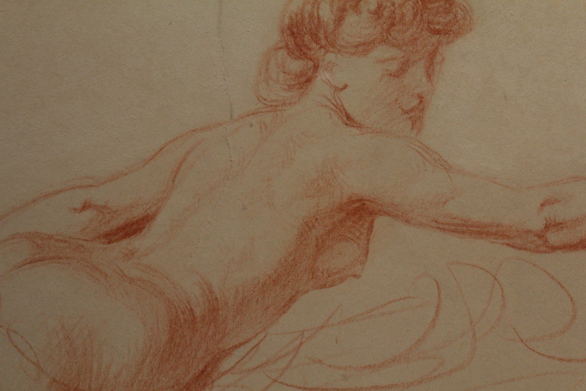 Dessin à La Sanguine 'étude De Nue' Victor René Livache (1872-1944)-photo-4