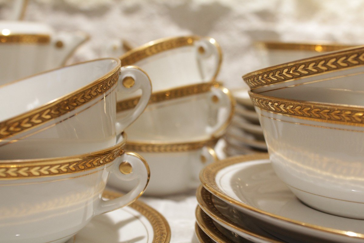 Service à Thé Ou à Café En Porcelaine De Limoges, Lj Et Cie, Vers 1950 -photo-2