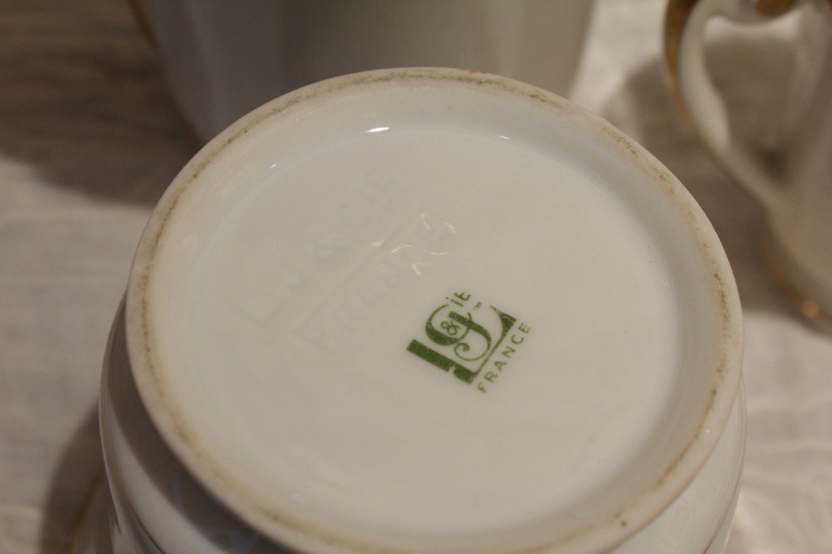 Service à Thé Ou à Café En Porcelaine De Limoges, Lj Et Cie, Vers 1950 -photo-3