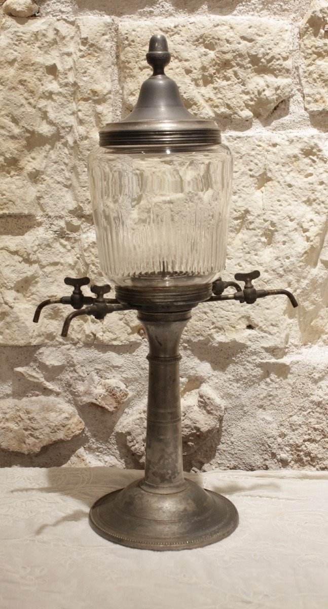 Absinthe Fountain In Crystal And Pewter Late 19th Century-photo-2