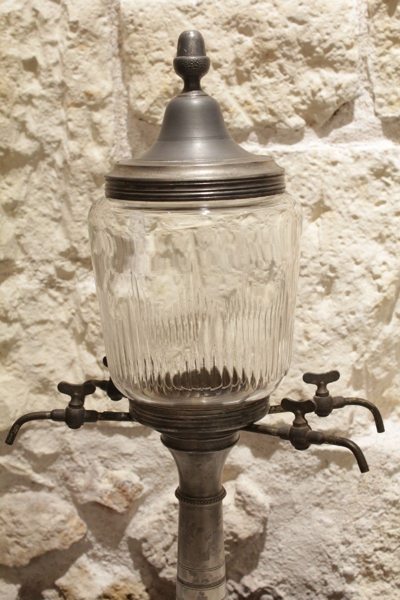 Absinthe Fountain In Crystal And Pewter Late 19th Century-photo-3
