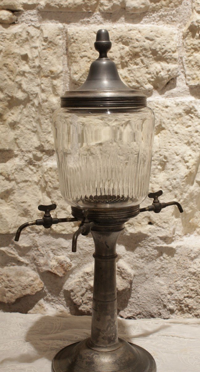 Absinthe Fountain In Crystal And Pewter Late 19th Century-photo-4